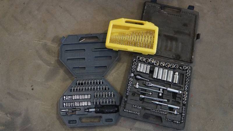 lot 45 image: Socket Sets (2) and Drill Bit Set