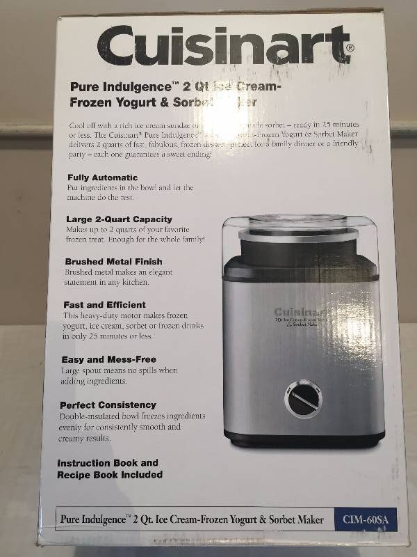 CUISINART ICE CREAM YOGURT AND SORBET MAKER