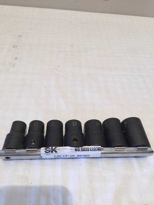 SK TOOLS 7PC 12 DRIVE METRIC IMPACT SAE SOCKET SET