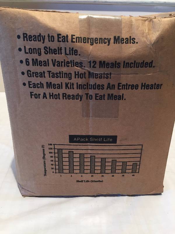 APACK READY MEALS SELF HEATING EMERGENCY MEAL 12 MEALS