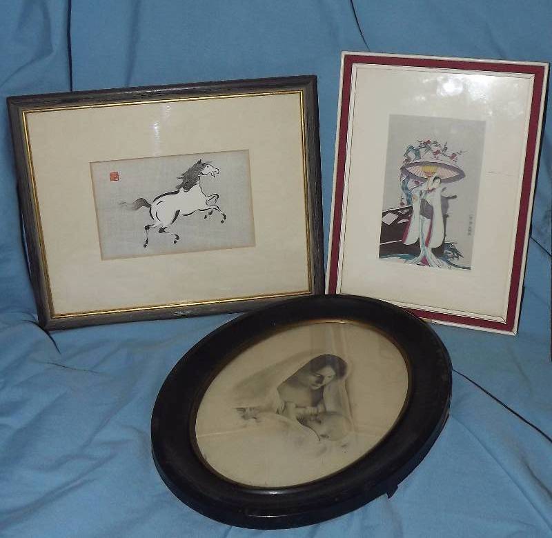 lot 5 image: Old Framed Print  Picture Lot