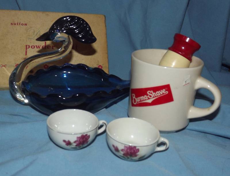 lot 35 image: Blue Glass & Misc Collectibles Lot