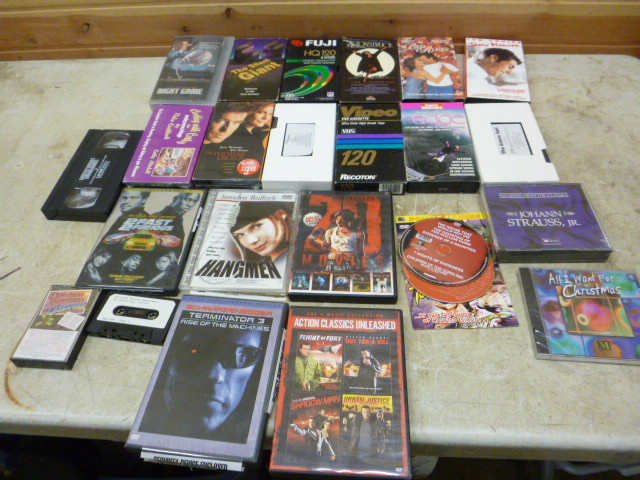 lot 12 image: Miscellaneous VHS Movies, Tapes, CDs and DVDs.