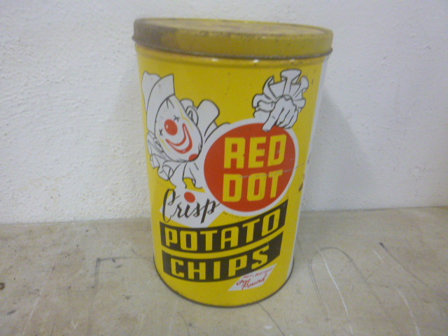 lot 108 image: Vintage Red Dot Potato Chip Tin