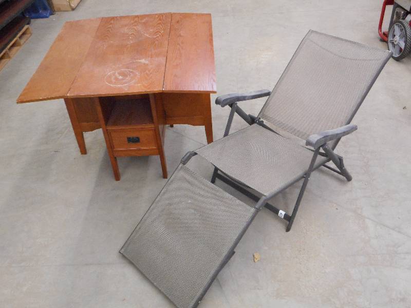 lot 63 image: (1) Patio Lounger Chair & (1) Vinta...