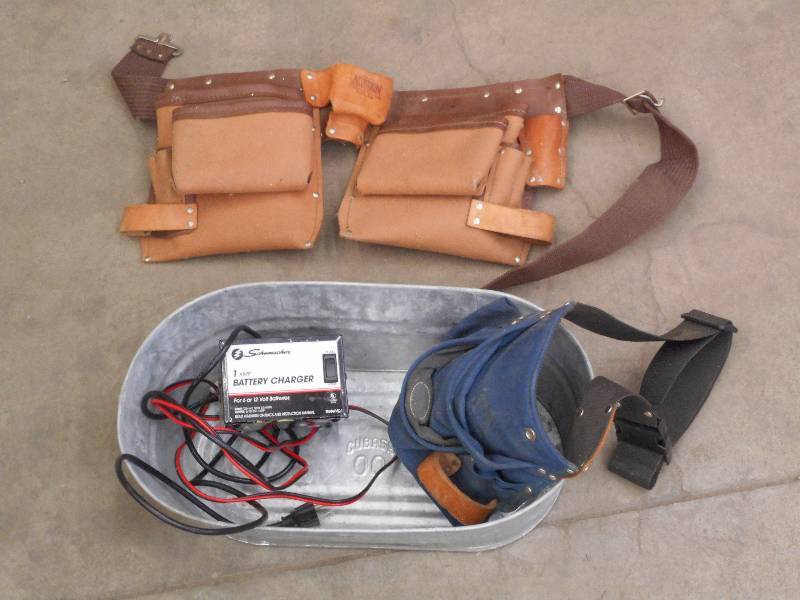 lot 85 image: Bin Of (2) Tool Belts & (1) 1 Amp B...