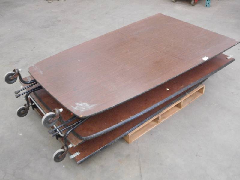 lot 94 image: (2) Folding Rolling Lunchroom Table...