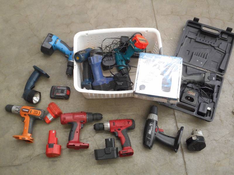 lot 98 image: Bin Full Of Misc Cordless Tools ...