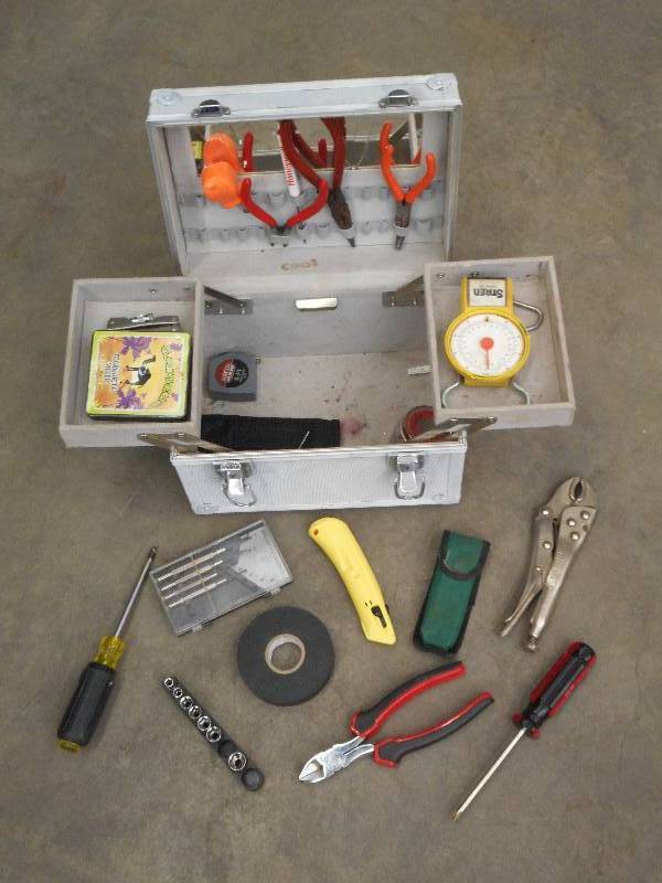 lot 100 image: Aluminum Case Full Of Misc Hand Too...