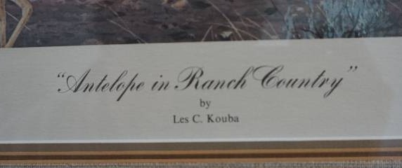 lot 7 image: Les Kouba Antelope In Ranch Country Framed Print