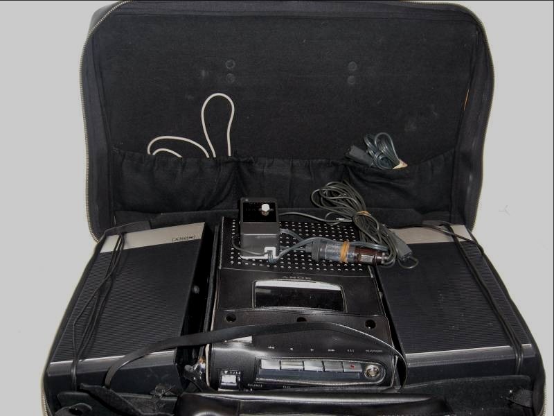 Vintage Portable Sony Stereo Cassette with Speakers, Microphone in Case
