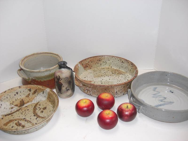 Hand Crafted Ceramic Pottery Bowls Plate & Marble Apples