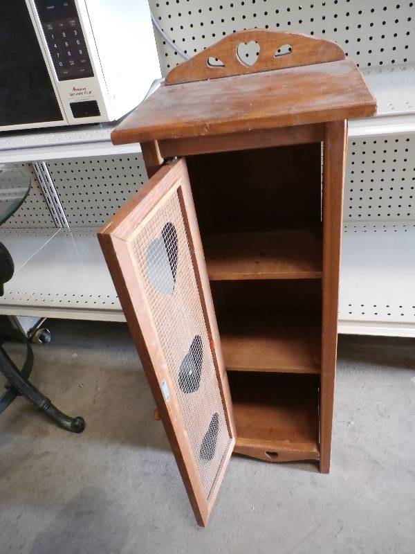 wooden cabinet.