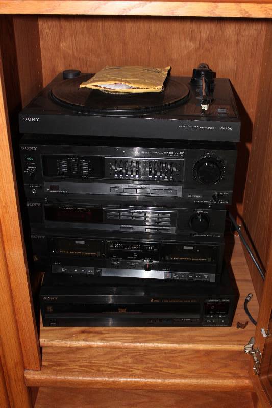 Stereo Lot of (7) Including Receivers Speakers Record Player.