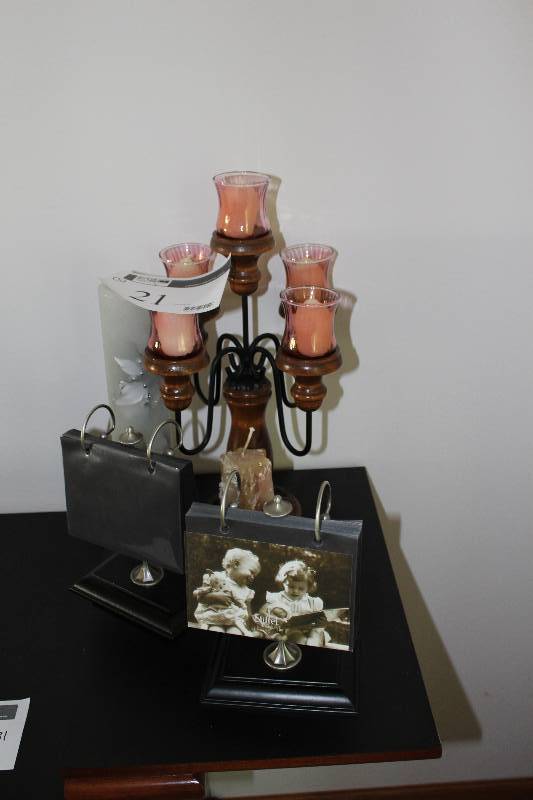 Lot  of (5) Including Decor wStand (2) Candle Holder Candle  And More.