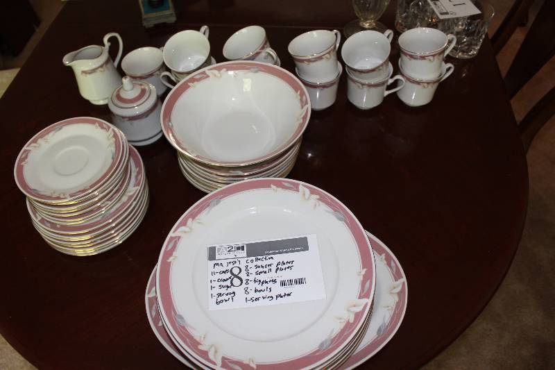 Majesty Collection Dish Set Including Saucer Plates (8) Small Plates (8) Big Plates (8) Bowls (8) Serving Platter Serving Bowl Sugar Bowl Creamer Bowl Cups (11).
