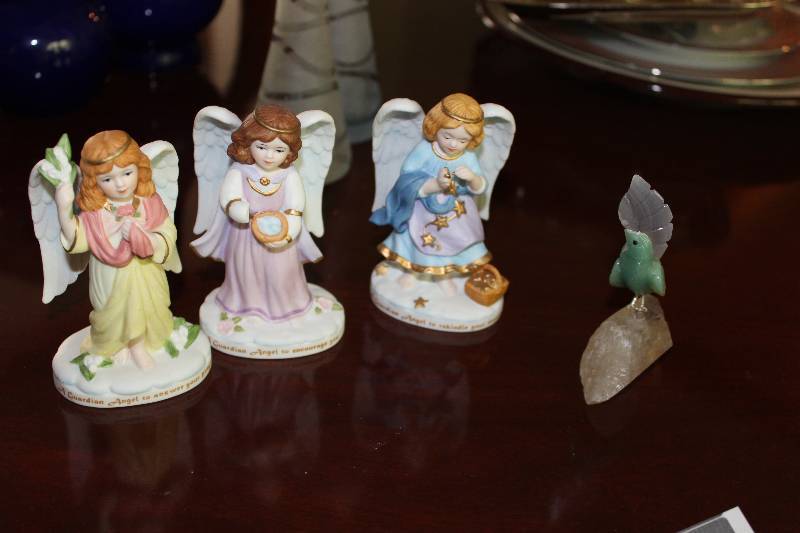 Lot of (4) Figurines Including Heavenly Guardians Figurines (3).