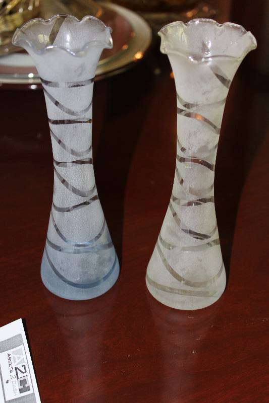 Lot of (2) Decorative Glass Flower Vases.