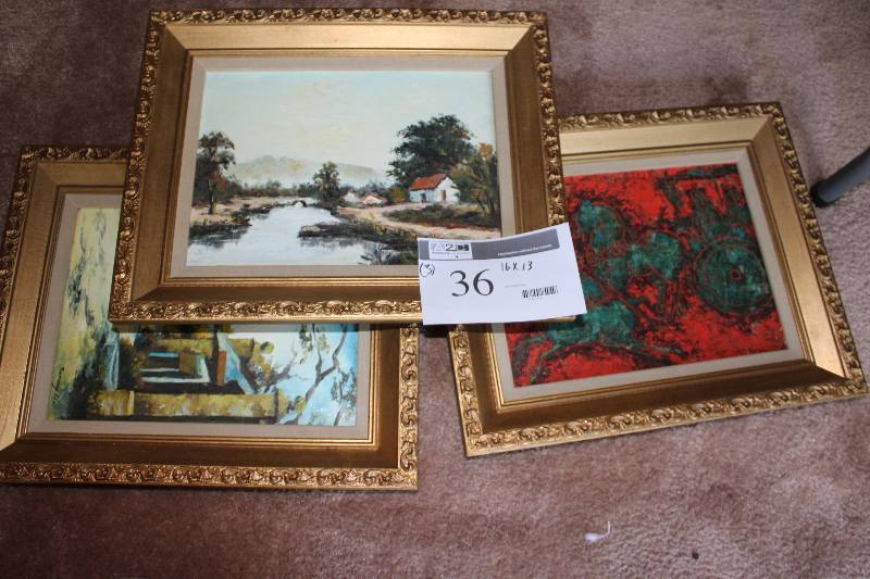Lot of (3) Decorative Prints wOrnamental Frames 16� x 13�.