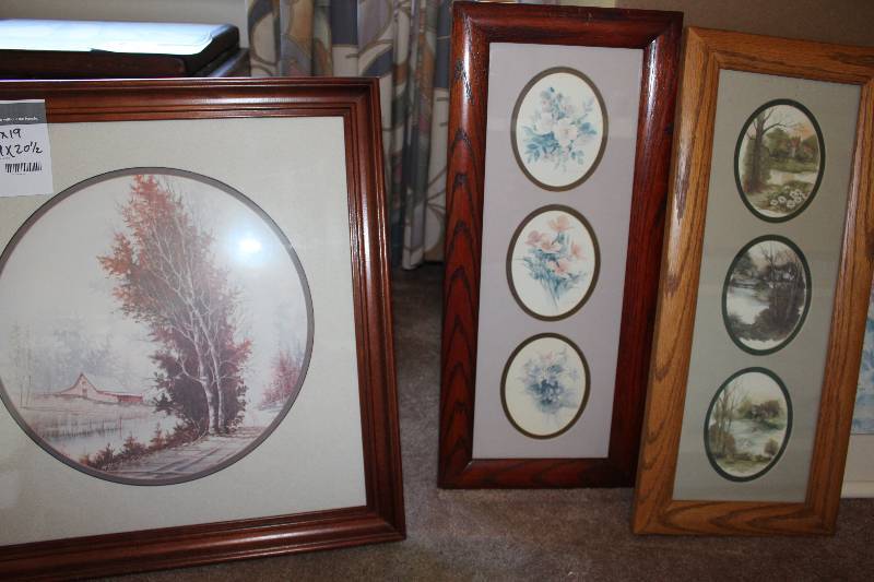 Lot of (3) Decorative Prints wWooden Frames.