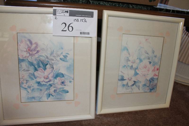Lot of (2) Decorative Flower Prints wFrames.