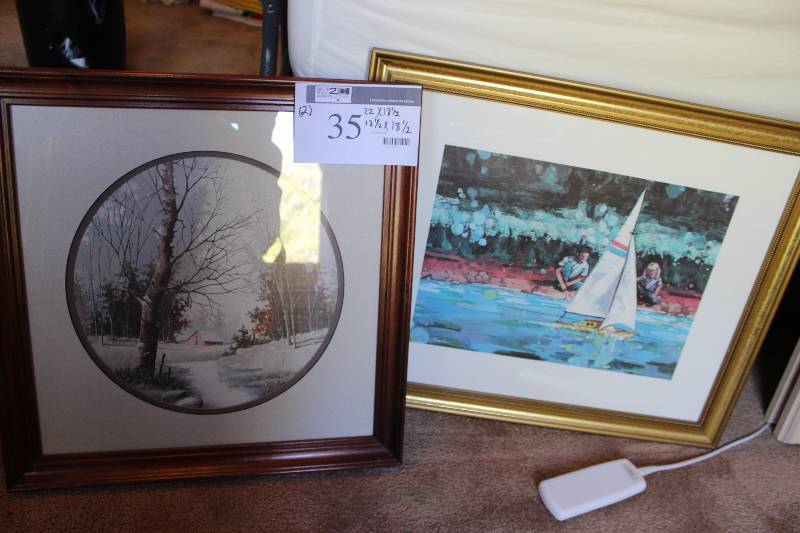 Lot of (2) Decorative Prints wWooden Frames & Matting.
