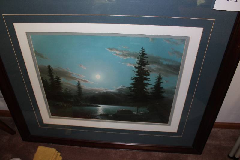 Framed Scenic Print wMatting 41� x 35�.