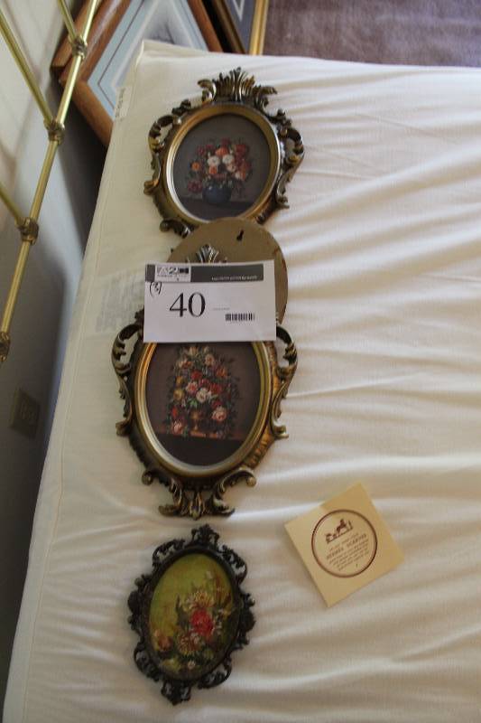 Lot of (3) Flower Prints wOrnamental Frames.