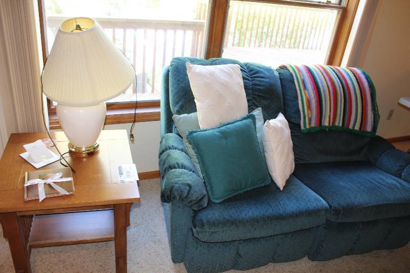 Lot of (4) Recliner Chairs (2) Lamp Wooden End Table.