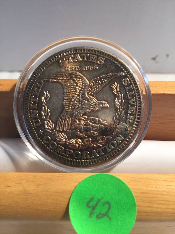 1958- UNITED STATES SILVER CORPORATION COIN- 1 TROY OUNCE