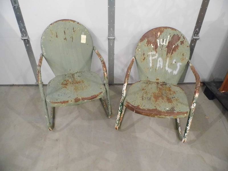 2 Vintage Metal Lawn Chairs