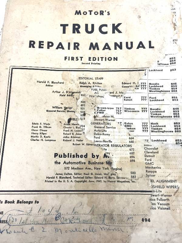 lot 13 image: 1943 truck repair manual
