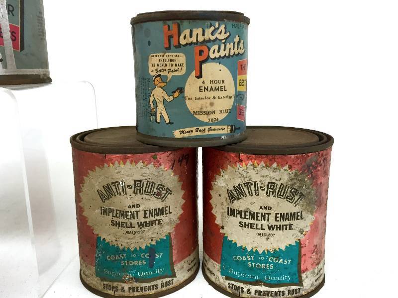 lot 35 image: Large Lot of 7 Vintage Cans, Most Feel Full