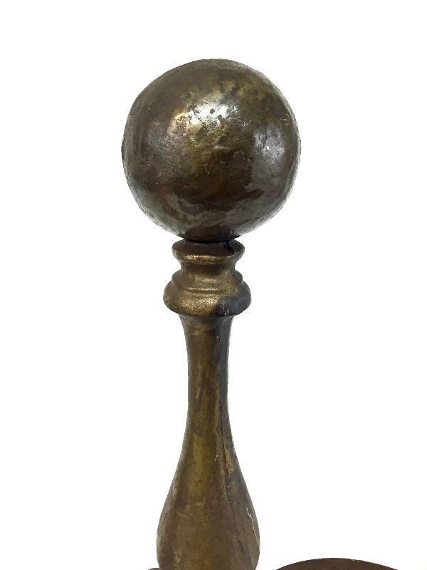 Two antique extremely large and heavy brasscopper metal Fireplace stands