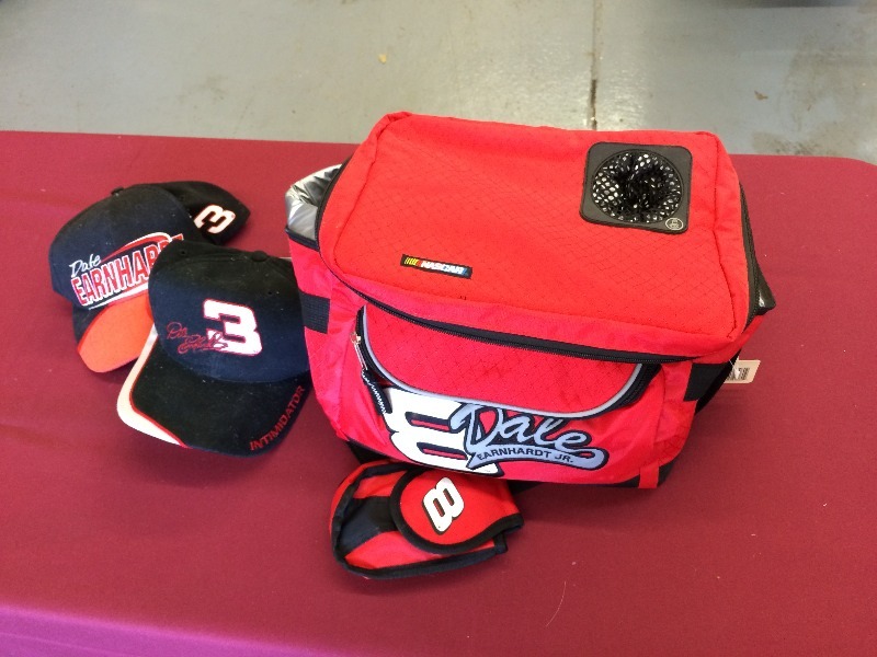 Dale Earnhardt or JR  Cooler and 2 hats - view all pictures  lot of 3