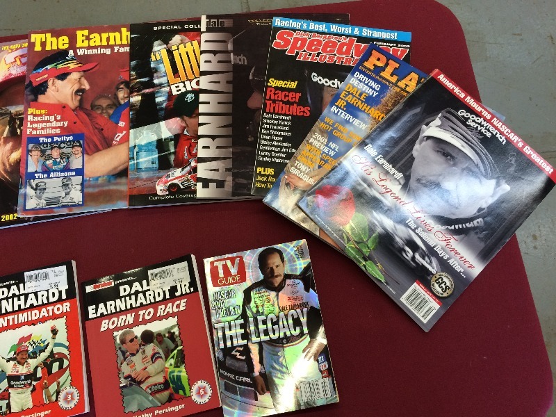Dale Earnhardt or JR  Magazines, 2-Tshirts and case   - view all pictures  lot of 21