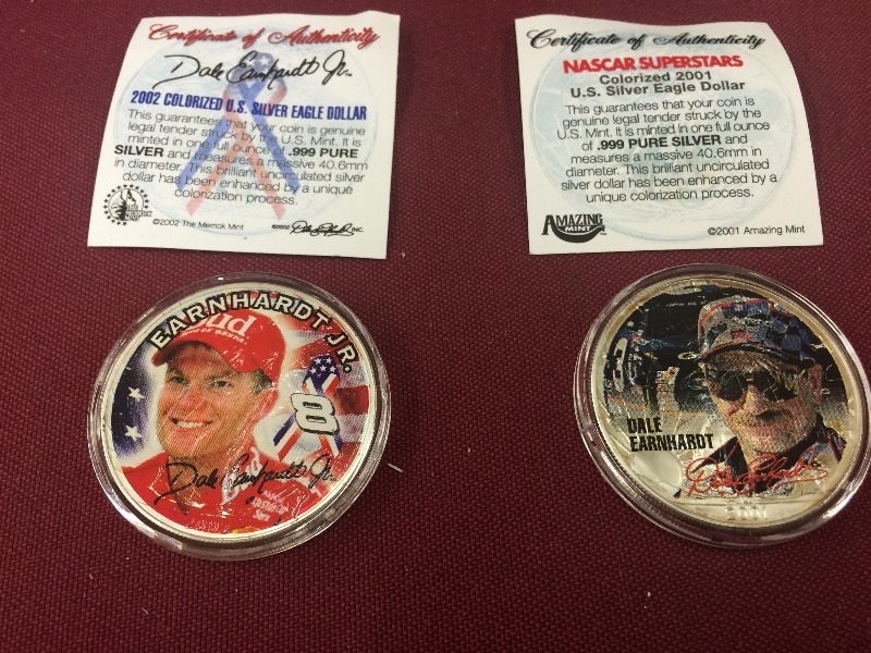 Dale Earnhardt or JR  Silver Dollar & Quarters Collection LOT of 7  - view all pictures