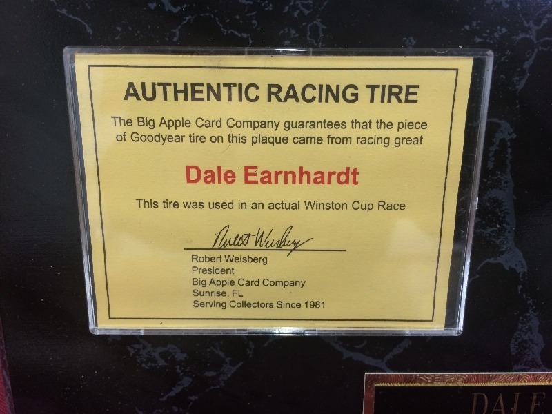 Dale Earnhardt or JR   Plaque with Racing Tire  - view all pictures