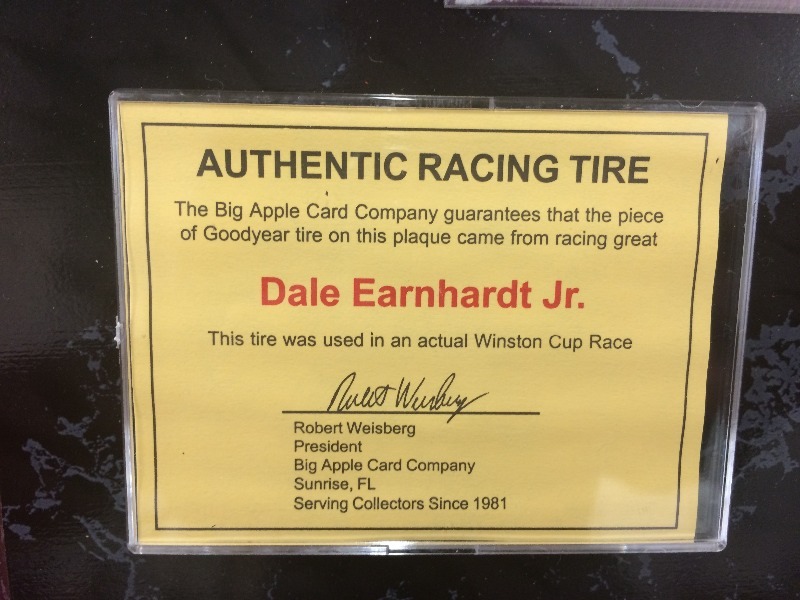 Dale Earnhardt or JR   Plaque with Racing Tire  - view all pictures