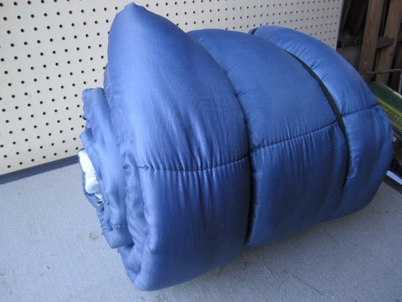 Cozy blue sleeping bag...