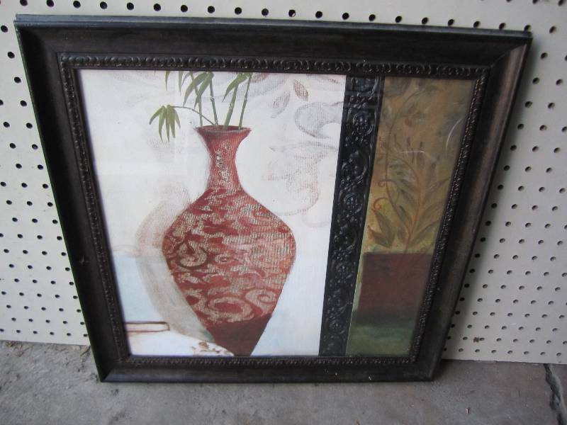 Framed vase print, 19 x 19...