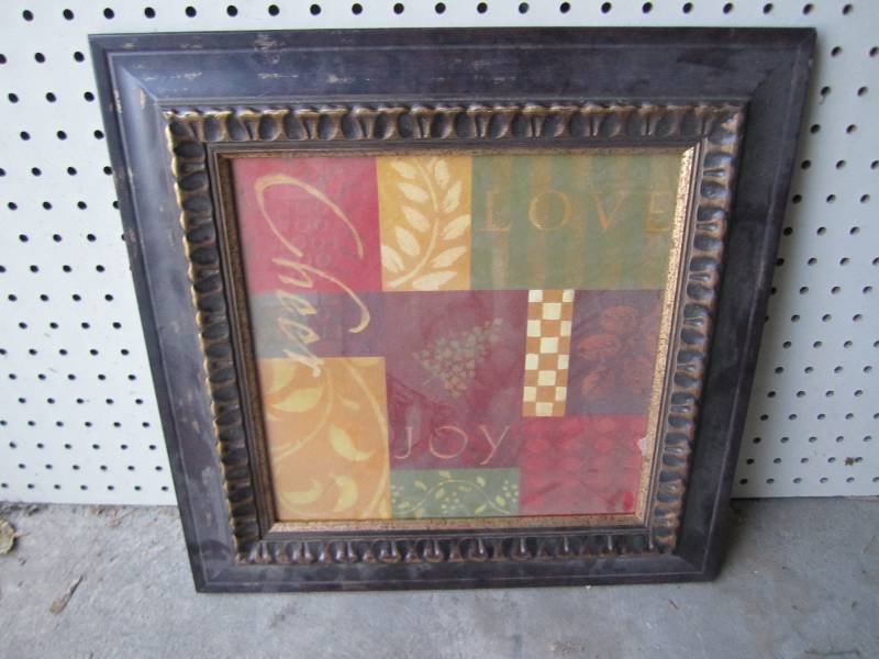 Framed joy print, 18 x 18...