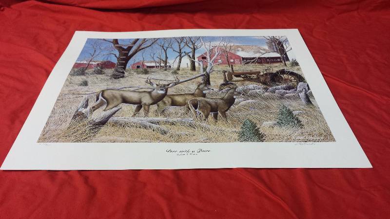 lot 194 image: Signed Robert Hinton Deer With A Deere