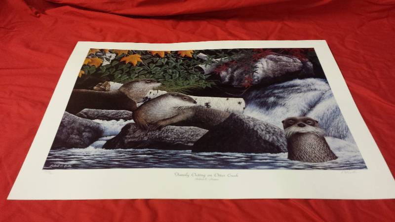 lot 197 image: Signed Robert Hinton Family Outing on Otter Creek