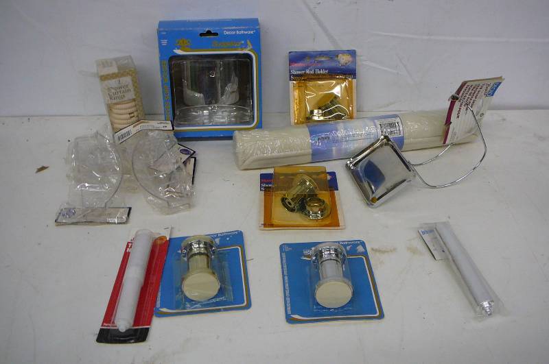 Shower Curtin Rings, Soap Dish, Tissue Holder, Tub mat, Shower Rod Holder