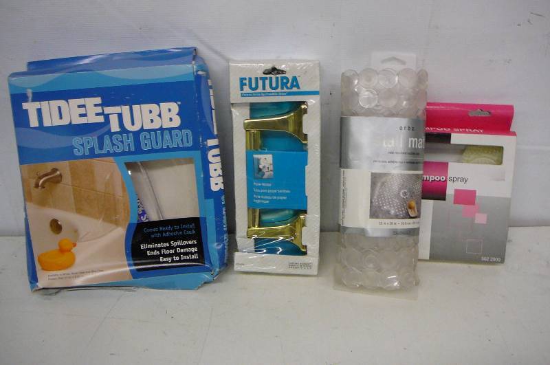 Tub Splash Guard, Paper Holder, Stall mat, Slip on Shampoo spray