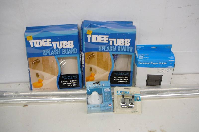 Tube Shields, Recessed Paper Holder, Shower Rods, 2 Robe Hooks
