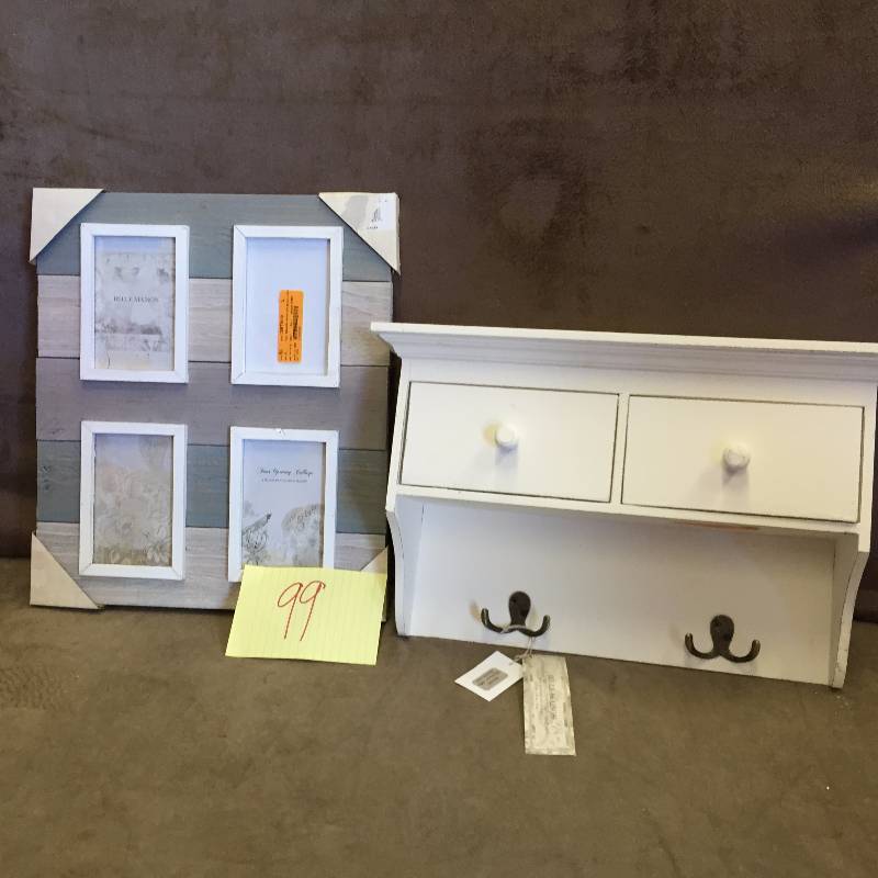 Picture Frame and Wall Shelf with drawers and hooks
