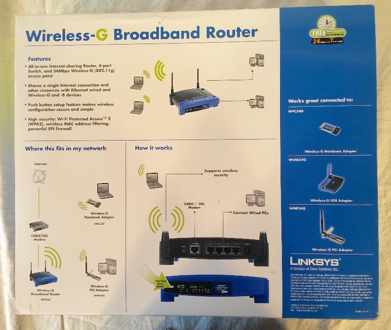 lot 4 image: Linksys Wireless-G Broadband Router (new in box)