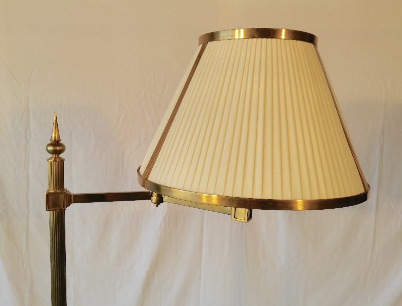 lot 5 image: Antique Brass Neo Classic Floor Lamp wadjustable swing arm (purchased Restoration Hardware)